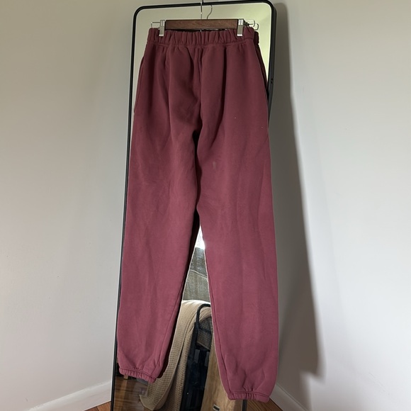 SET ACTIVE WOMENS MAROON SWEATPANTS JOGGERS SIZE MEDIUM 100% COTTON LOUNGE COZY - Picture 4 of 5